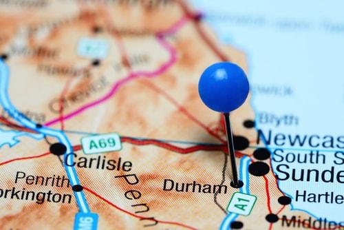 Durham on a map