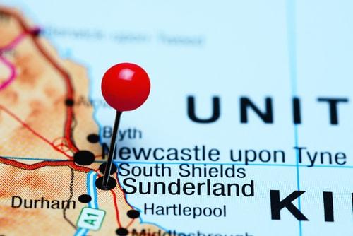 Sunderland on a map